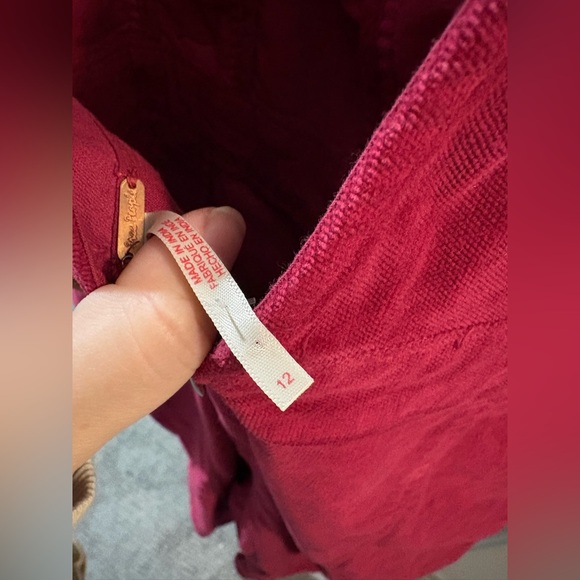 Free People Party Starter Jumpsuit Velvet Corduroy Flare in Holly Berry Red - Picture 2 of 5